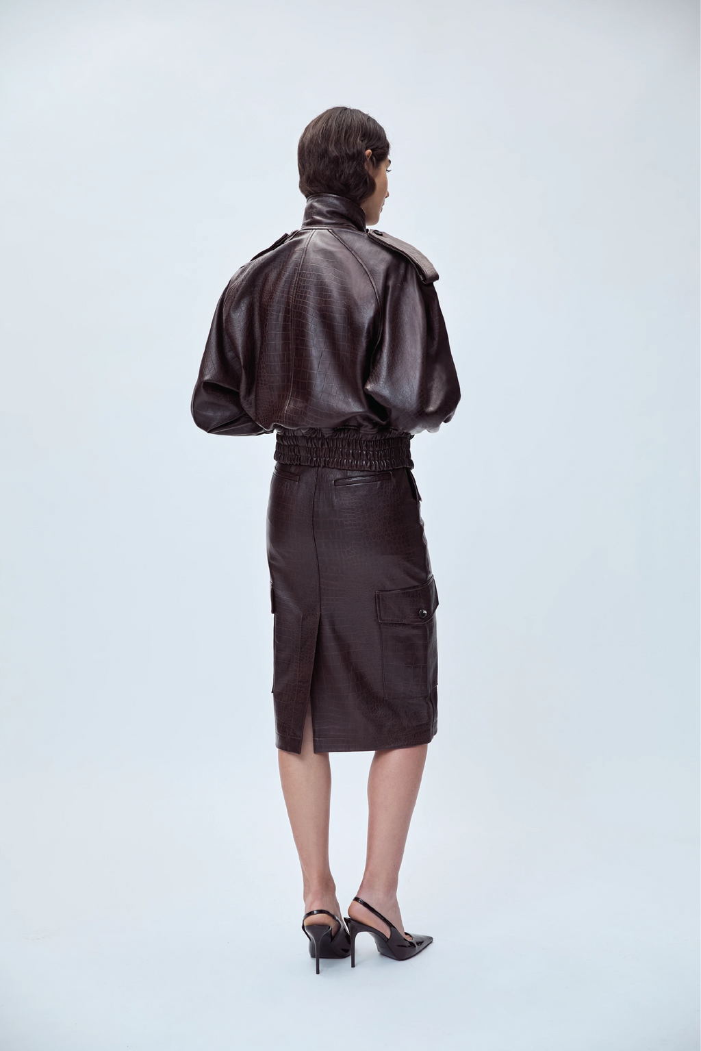 BOMBER JACKET IN EMBOSSED NAPPA LEATHER