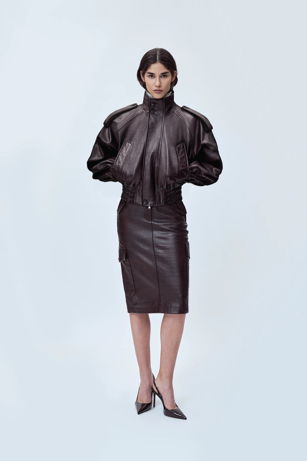 BOMBER JACKET IN EMBOSSED NAPPA LEATHER