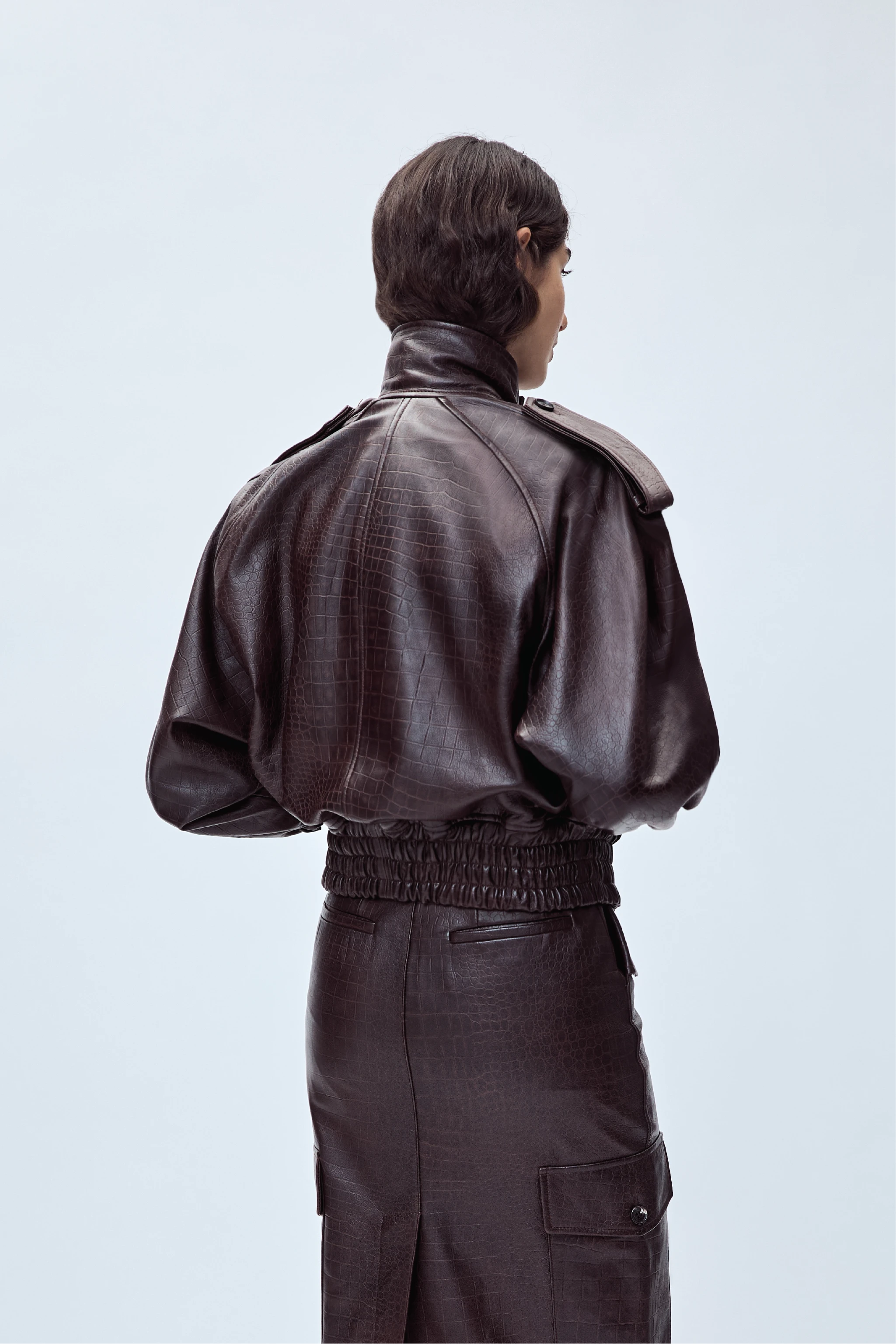 BOMBER JACKET IN EMBOSSED NAPPA LEATHER