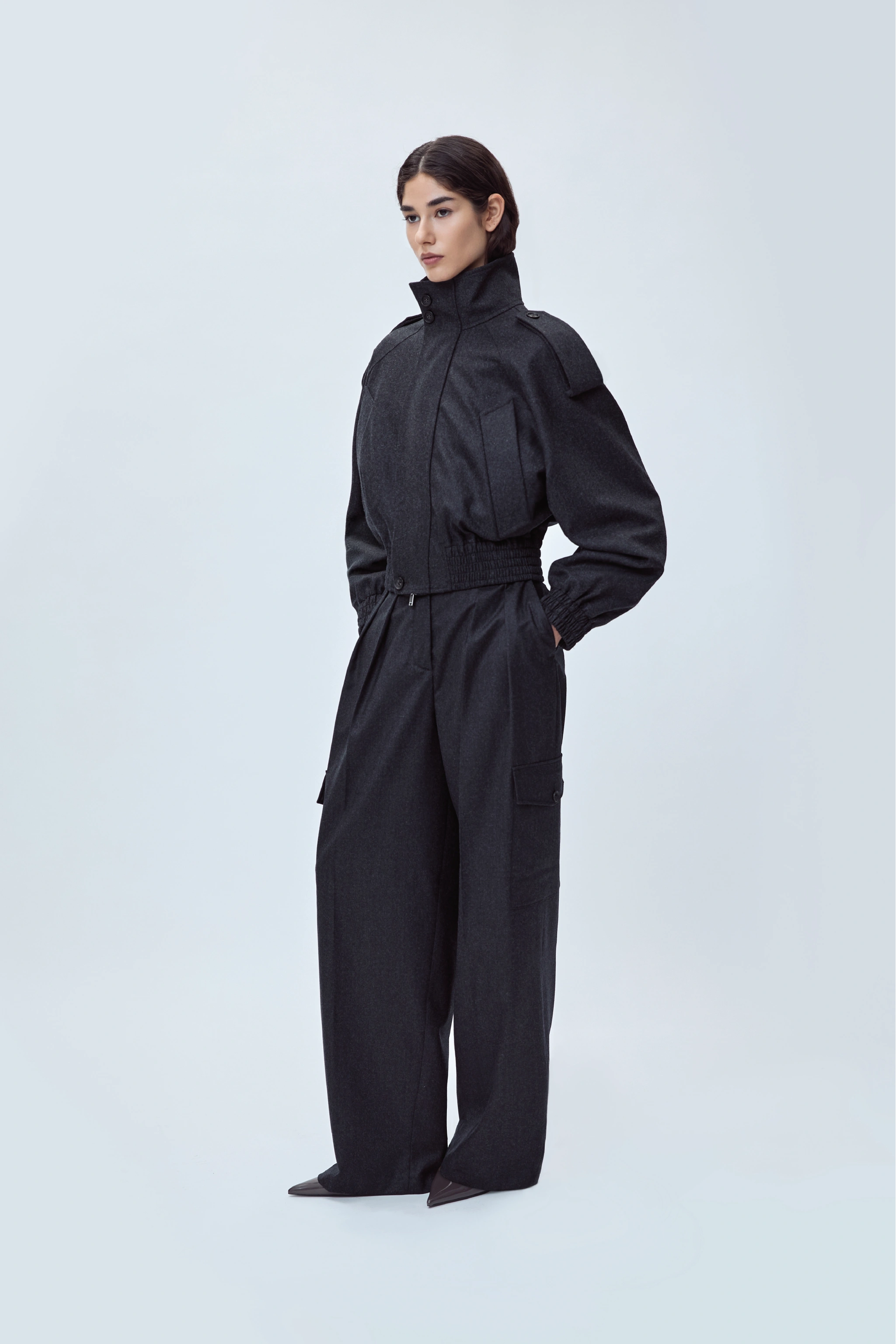 BOMBER JACKET IN VIRGIN WOOL FLANNEL