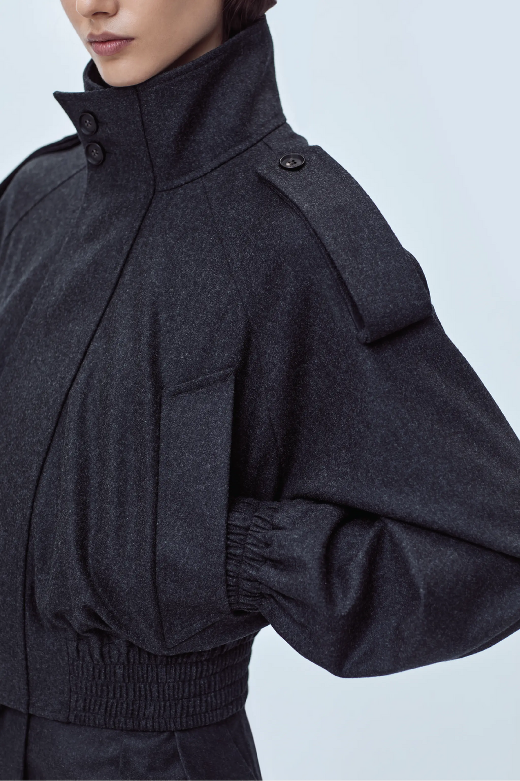 BOMBER JACKET IN VIRGIN WOOL FLANNEL