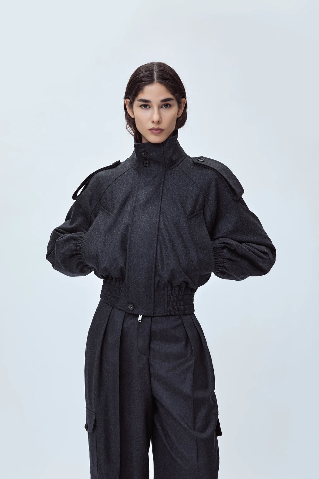 BOMBER JACKET IN VIRGIN WOOL FLANNEL