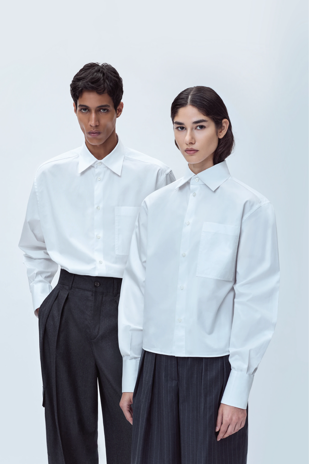 CROPPED TAILORED SHIRT IN COTTON TWILL