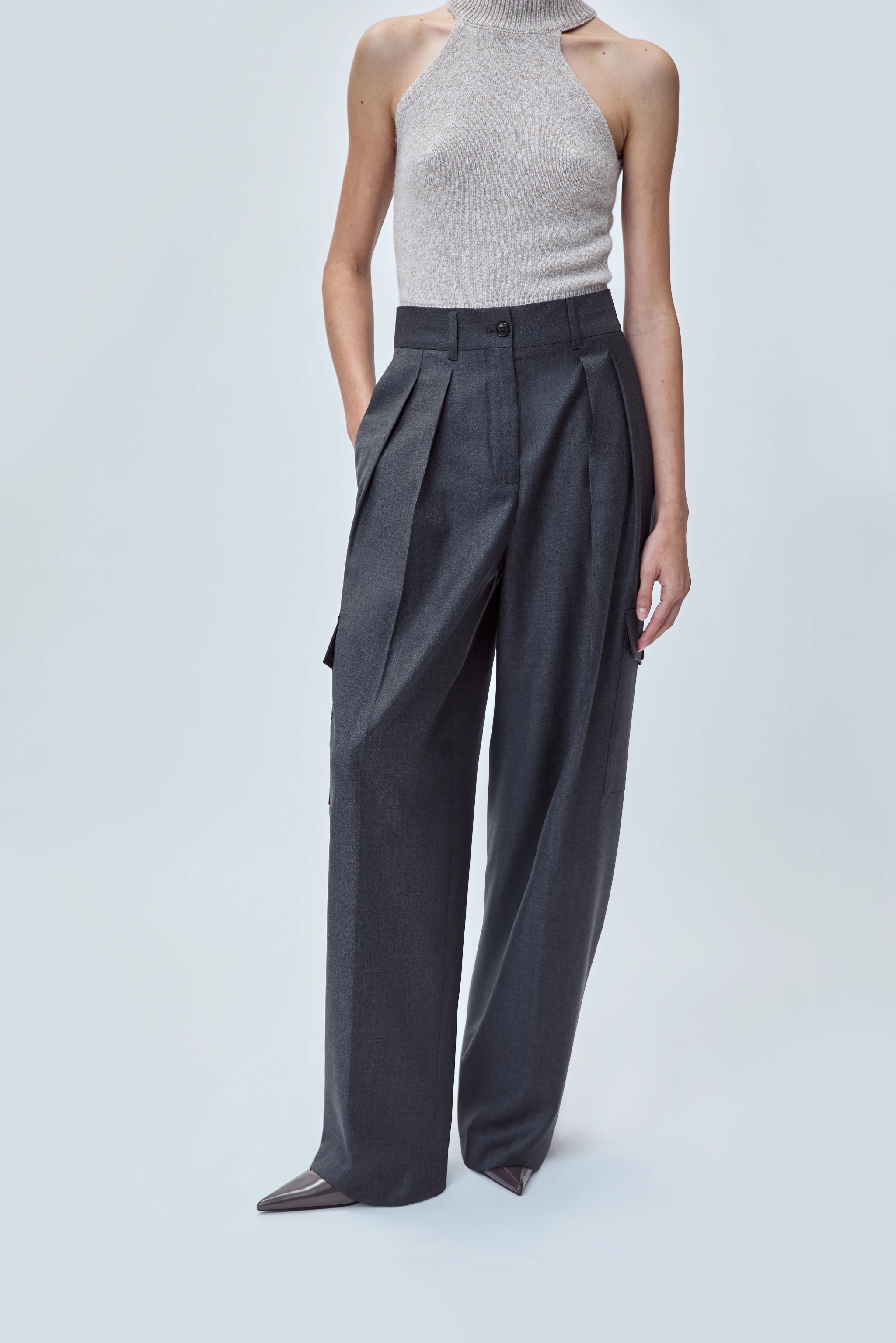 DOUBLE-PLEATED TAILORED PANT IN VIRGIN WOOL
