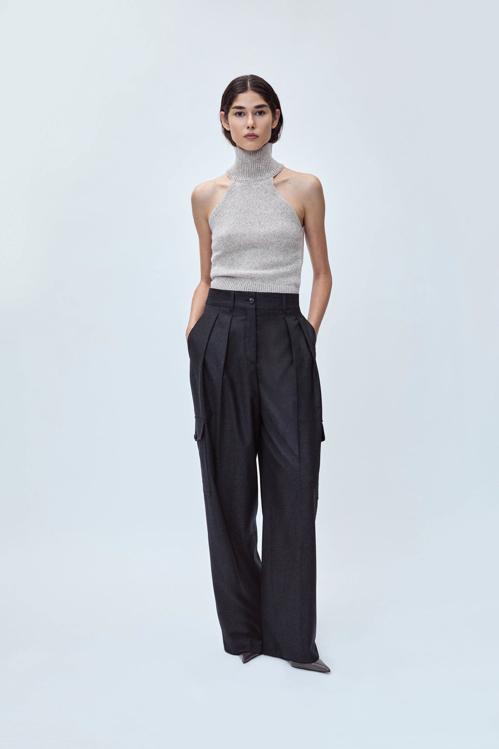 DOUBLE-PLEATED TAILORED PANT IN VIRGIN WOOL FLANNEL