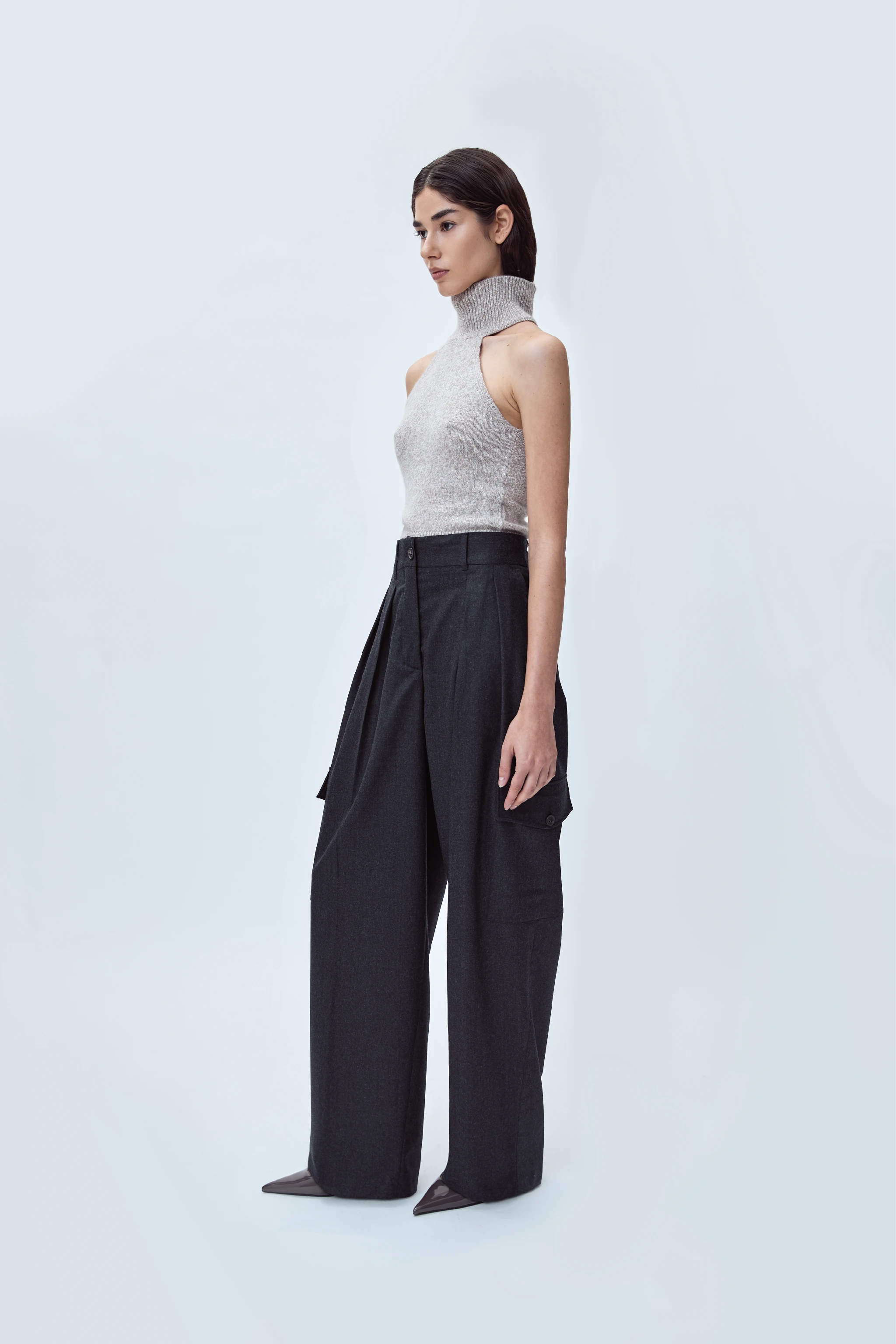 DOUBLE-PLEATED TAILORED PANT IN VIRGIN WOOL FLANNEL