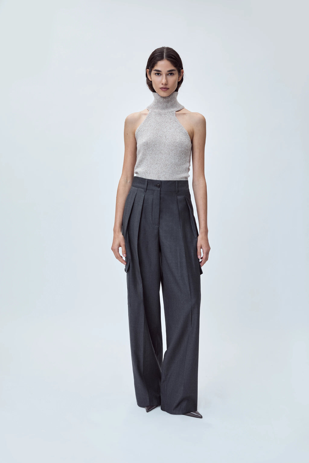 DOUBLE-PLEATED TAILORED PANT IN VIRGIN WOOL