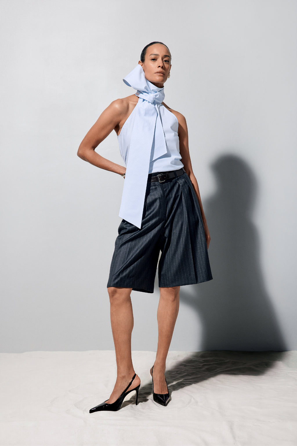 MAXI BOW TOP IN BLUE STRIPE