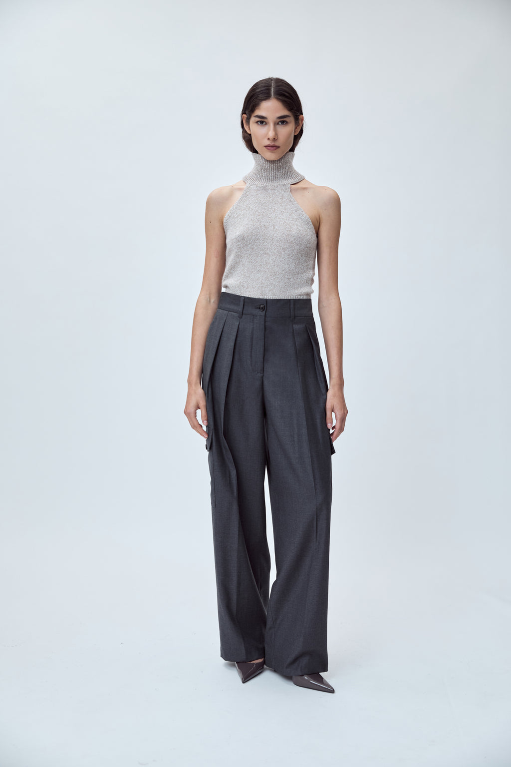 DOUBLE-PLEATED TAILORED PANT IN VIRGIN WOOL