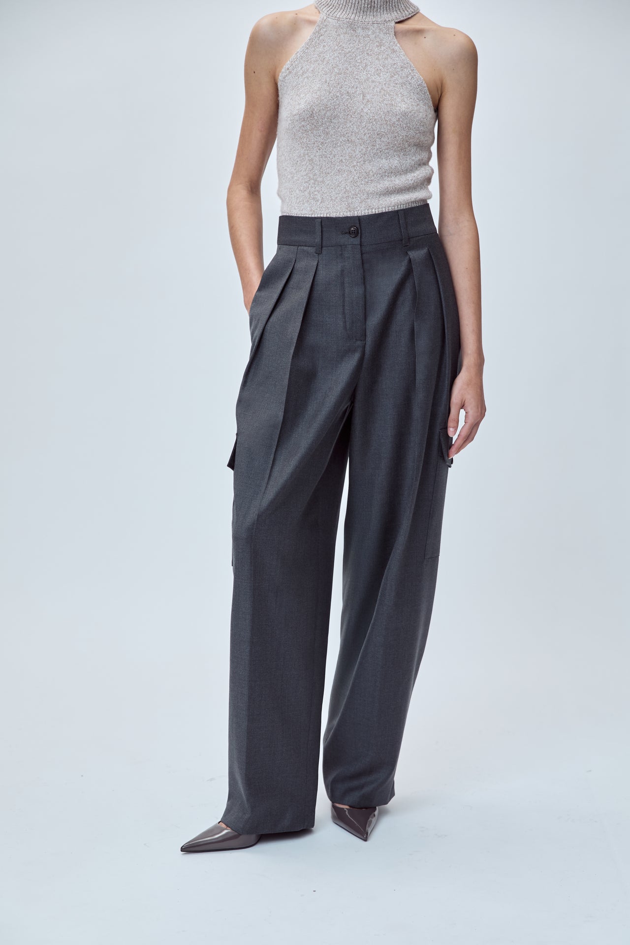 DOUBLE-PLEATED TAILORED PANT IN VIRGIN WOOL