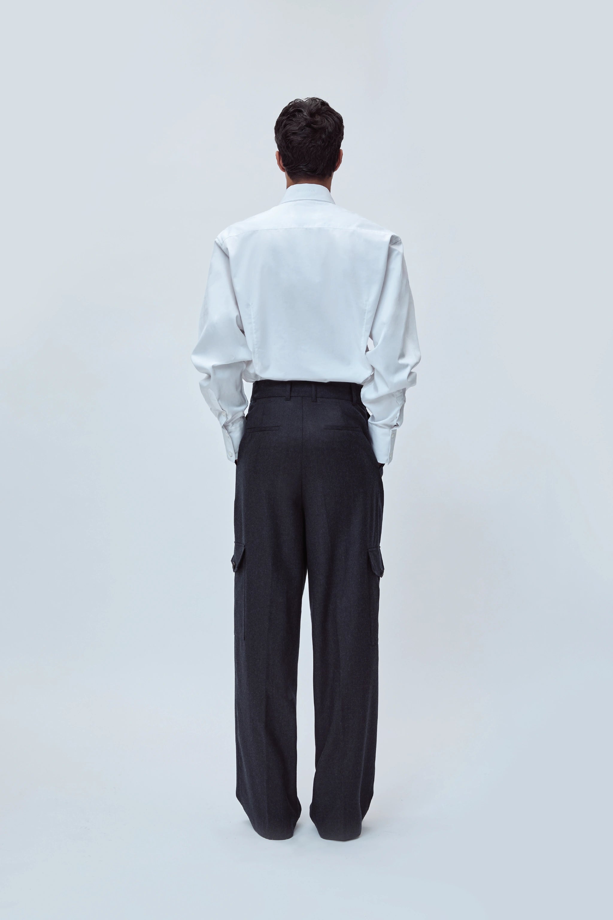DOUBLE-PLEATED TAILORED PANT IN VIRGIN WOOL FLANNEL
