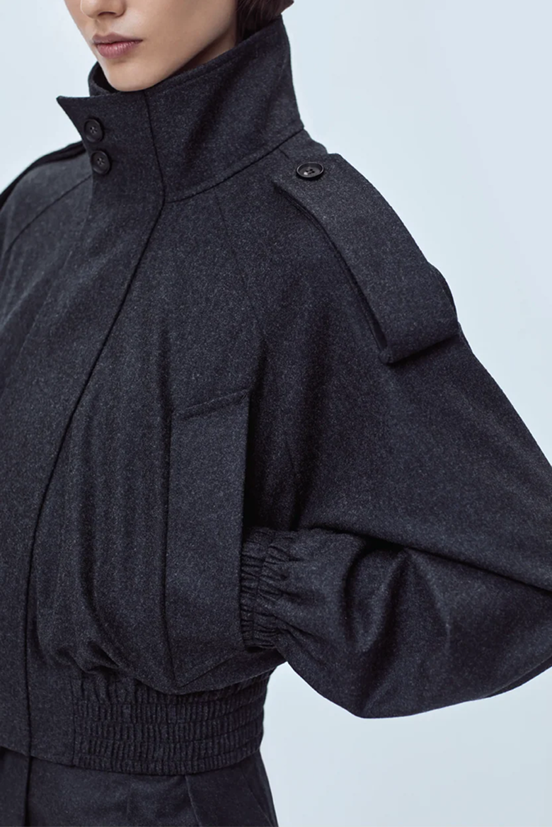 BOMBER JACKET IN VIRGIN WOOL FLANNEL
